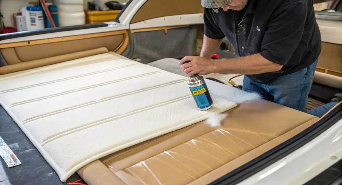 Applying new fabric to BMW headliner board