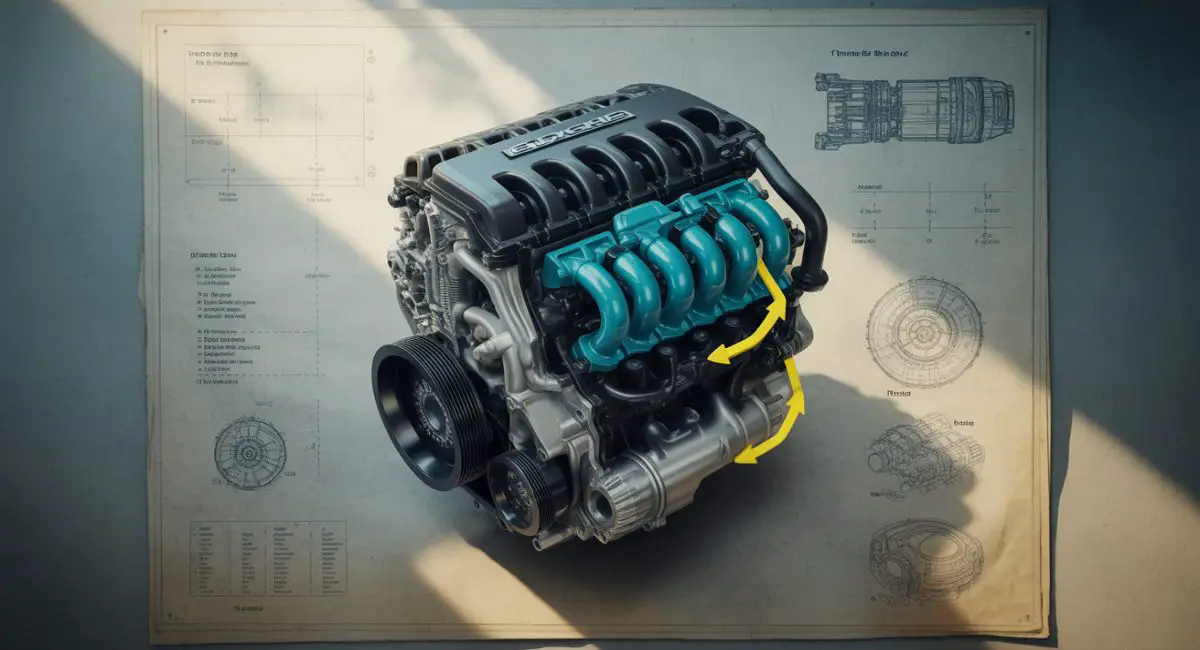 Diagram of engine with intake manifold highlighted